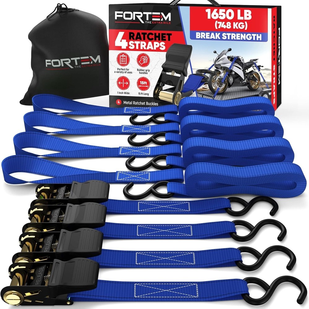 Versatile Tie Down Strap Set with Soft Loops - 1650lb, Perfect for Cargo Safety