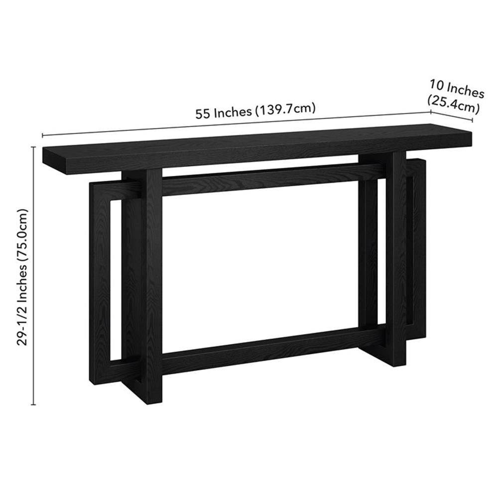 Henn&Hart 55" Black Grain MDF Console Table