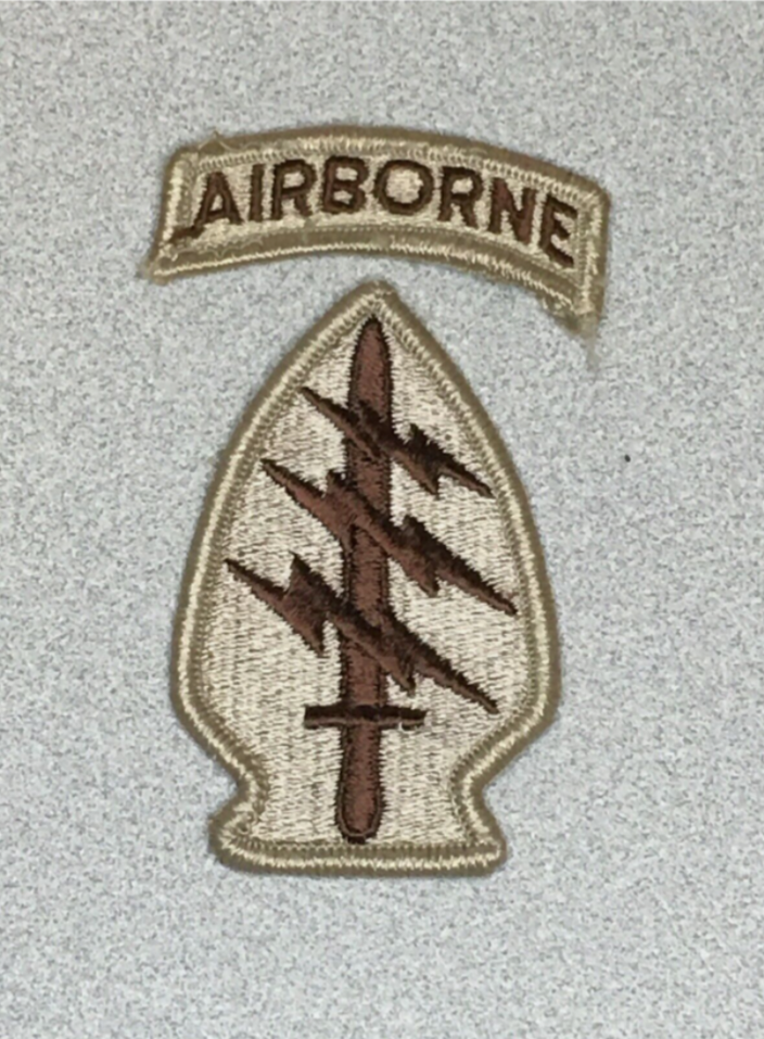 US Army Special Forces Command SSI w/Airborne Tab Desert DCU Patch SF