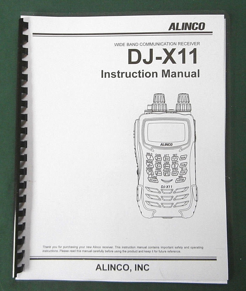 Alinco DJ-X11 Instruction Manual: Comb bound & Protective Plastic Covers