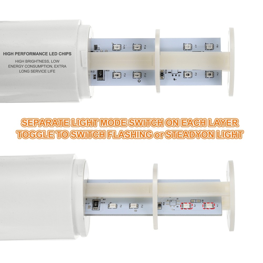 2-Layer Buzzer Signal Warning Light Tower with Steady Light, White