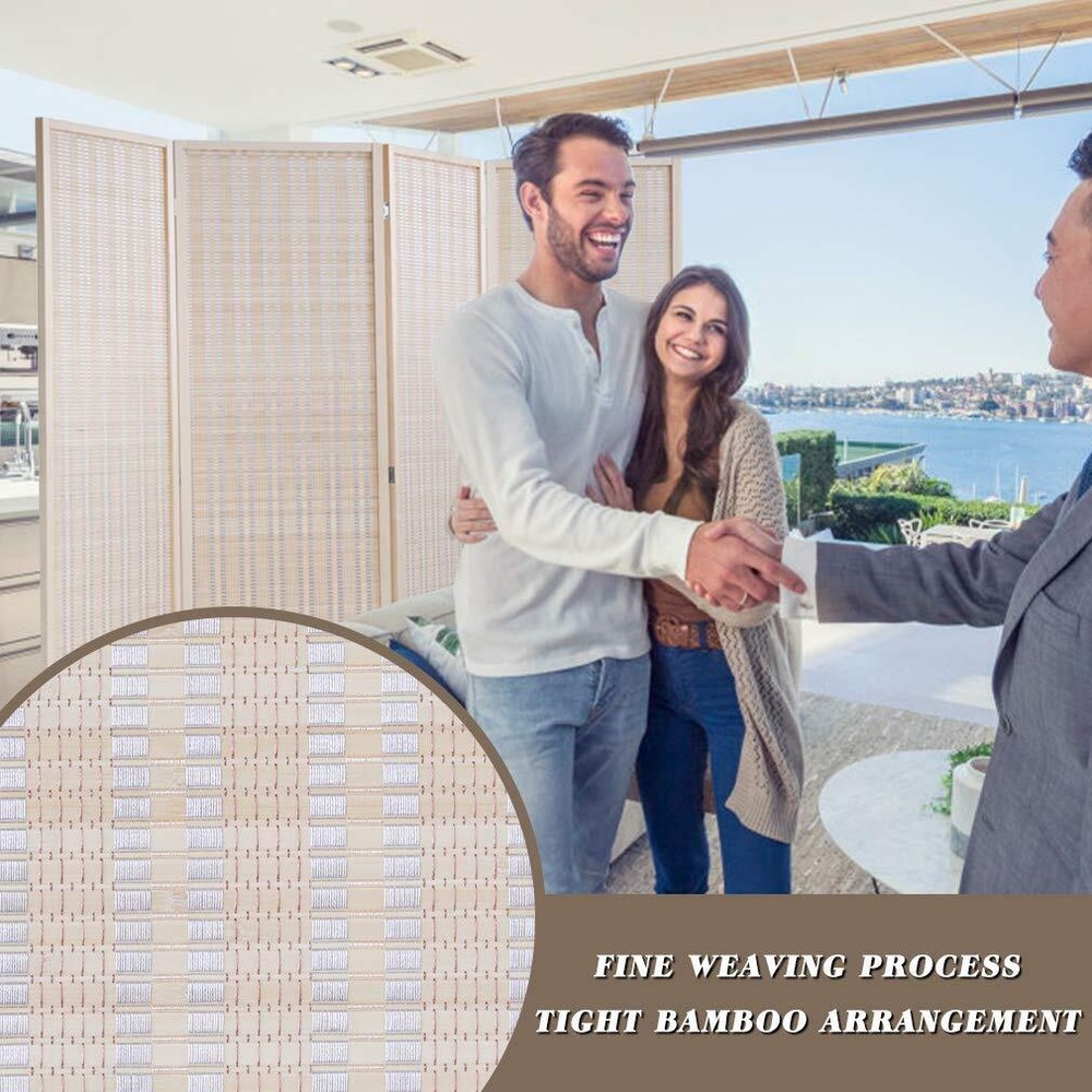 4 Panel Room Divider Wall Bamboo Folding Privacy Screen Freestanding Separator