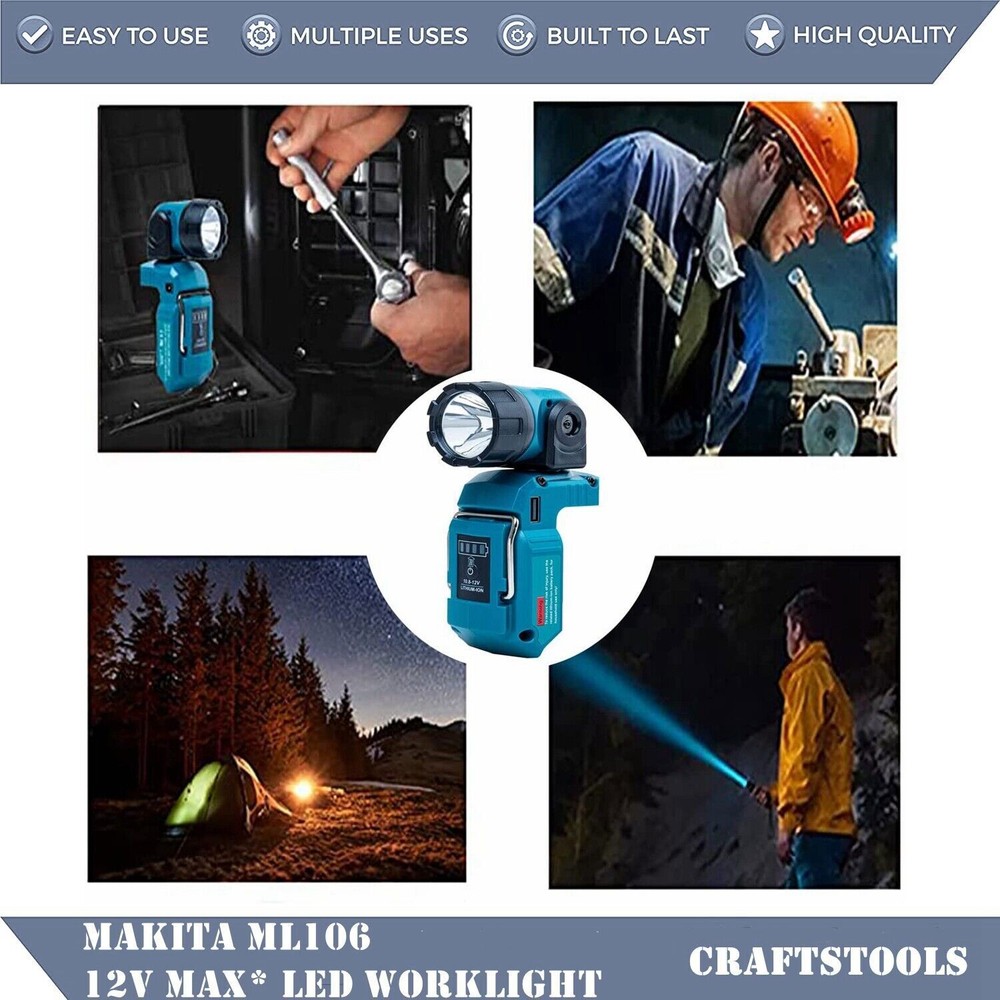 For Makita 12V MAX LED Work Light Cordless Adjustable Beam LED Flashlight Only
