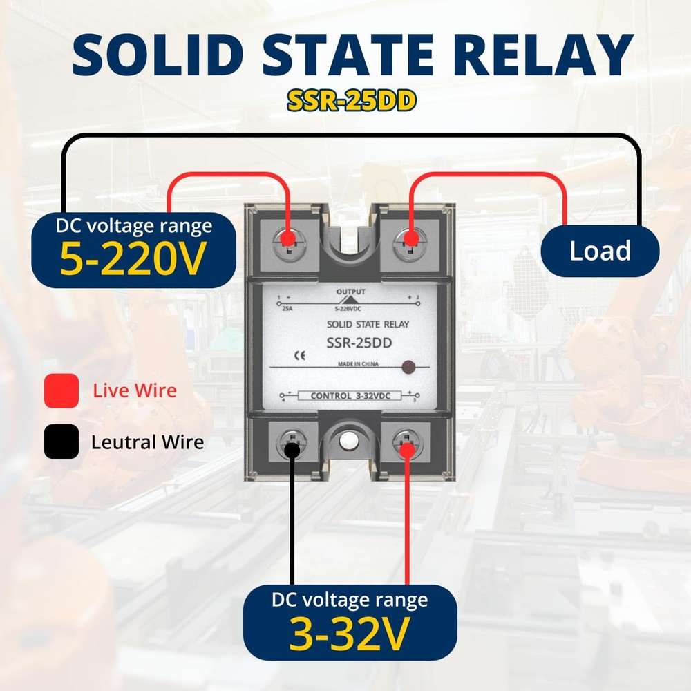 YQSIYU SSR-25DD Single Phase Solid State Relay Module DC to DC, Input 3-32VDC...