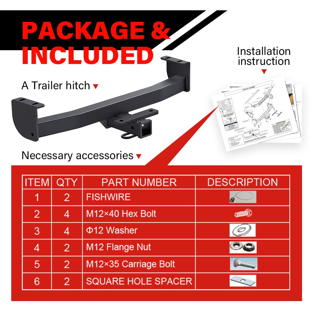 For 2007-2017 GMG Acadia Trailer Towing Hitch 2 Inch Receiver Class 3 07-17