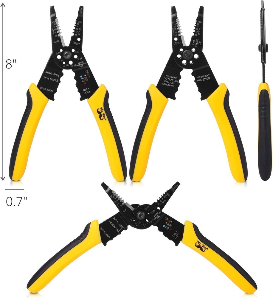 Wire Stripper, 8 inch, Wire Cutter, Wire Stripper Crimper, Wire Stripping Tool