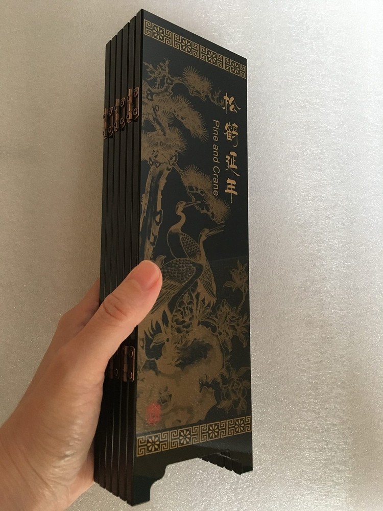 Decorations for The Home, 6 Panel Divider, Mini Folding Screen, Chinese Lacquerw