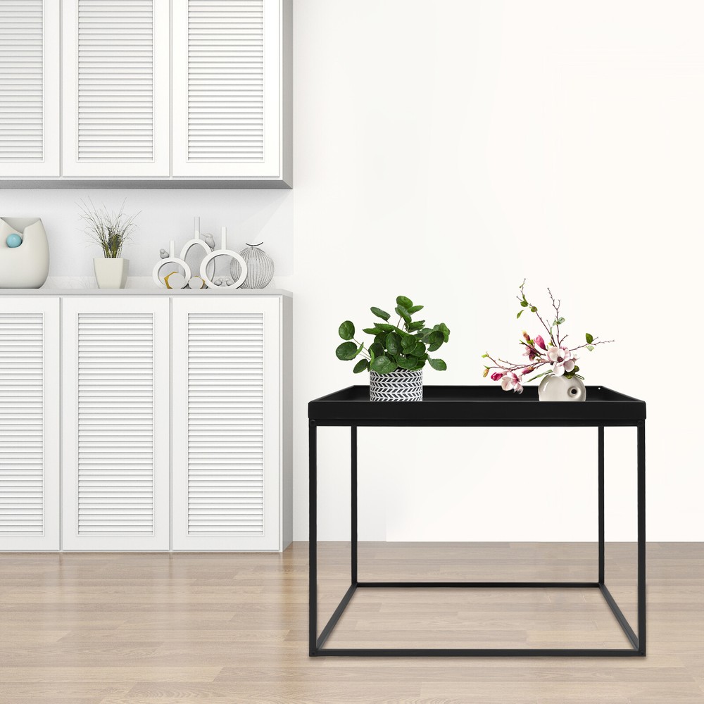 24" Square Table Metal Frame Table Portable Office Side End Table Camping Table
