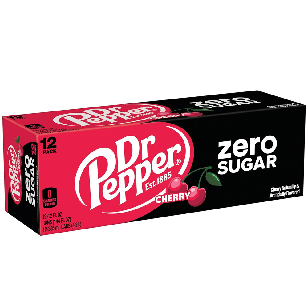 Cherry Zero Sugar Soda, 12 Fl Oz Cans, 12 Pack