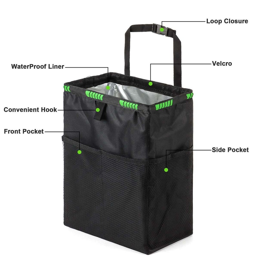Foldable Car Trash Can Garbage Waterproof Litter Bin Bag Organizer Pocket Waste