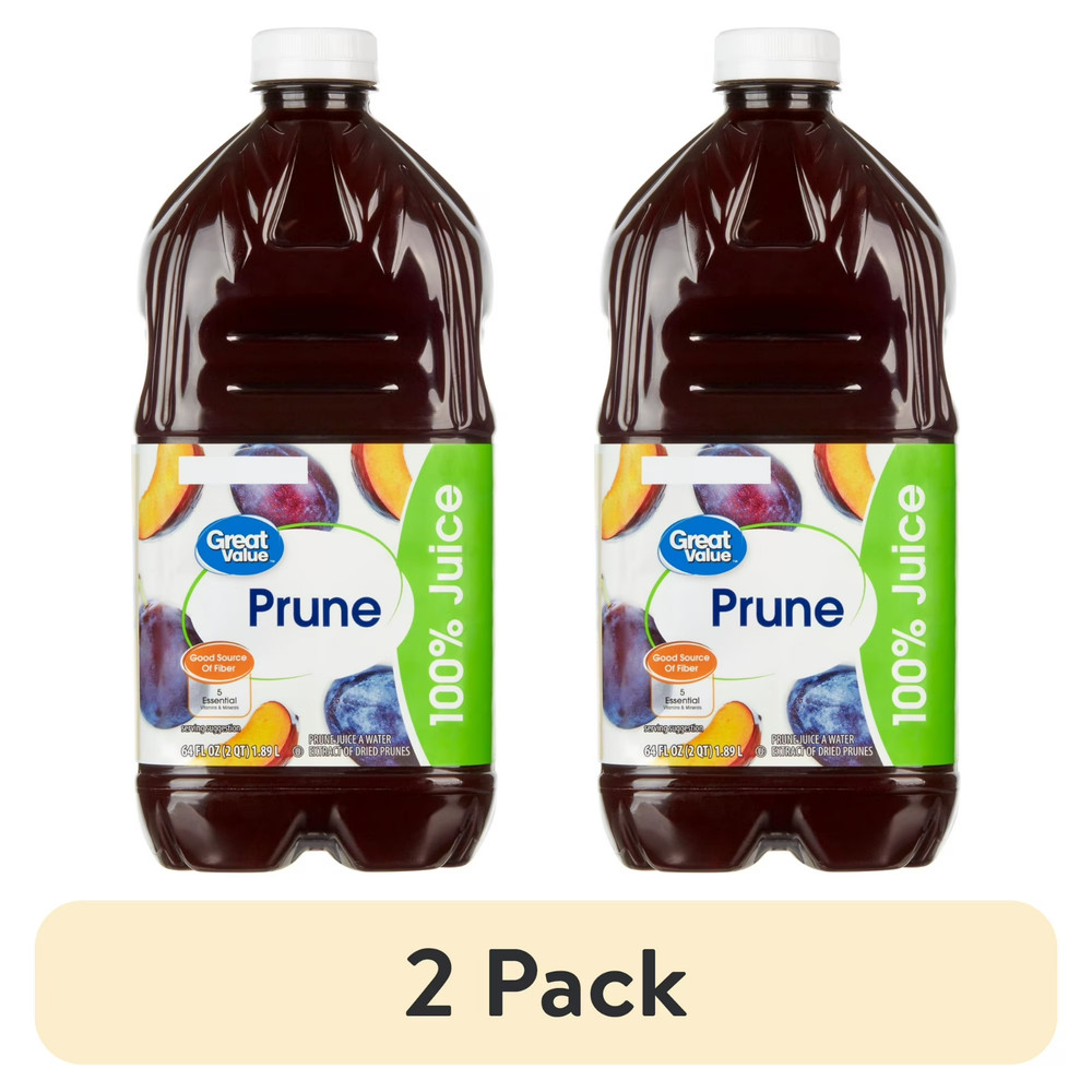 Great Value 100% Prune Juice, 64 fl oz (2 pack)