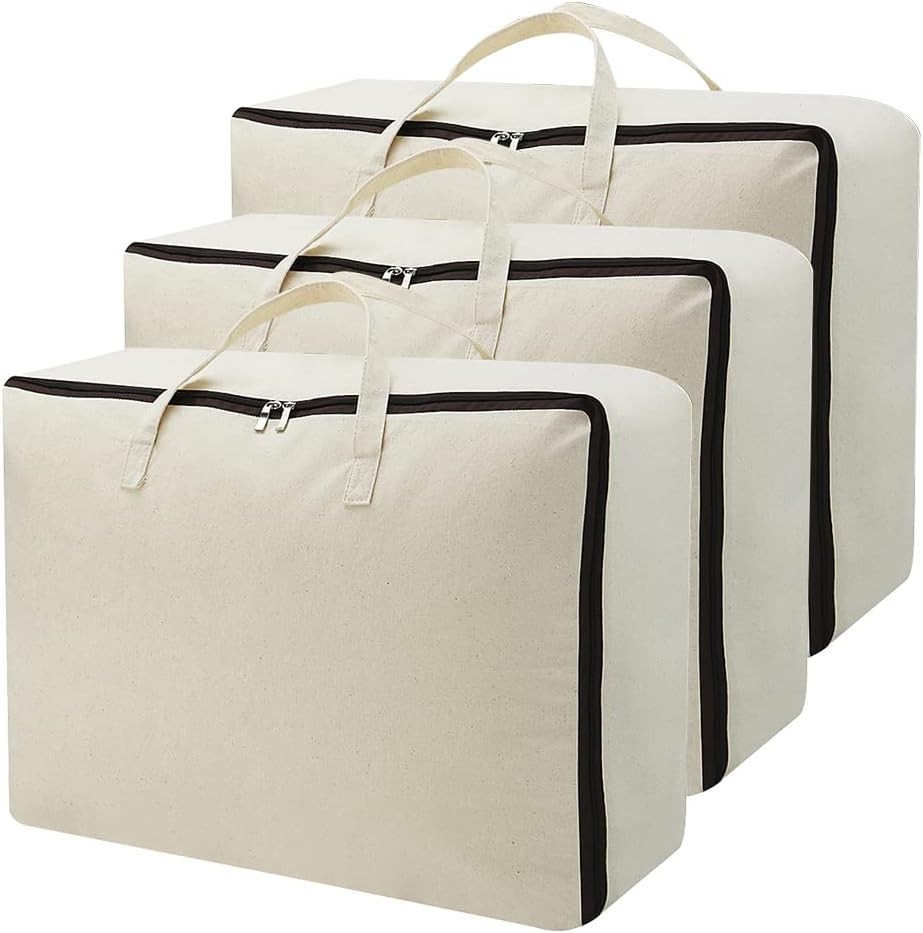 Three-Piece Canvas Storage Set with Handles, 8oz Thickened Soft Fabric