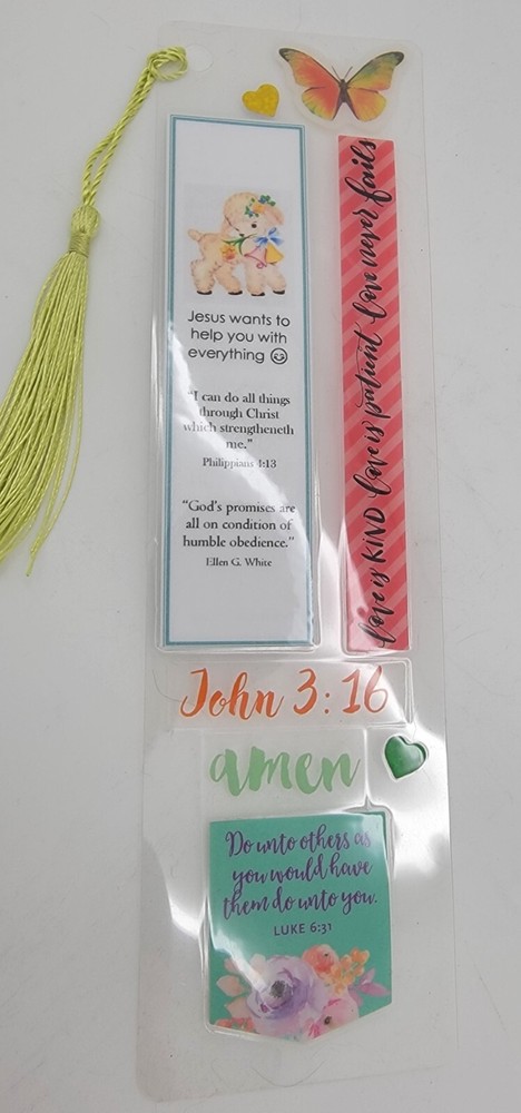 Religious Laminated Bookmark with Bible Scripture and Ellen White Quote