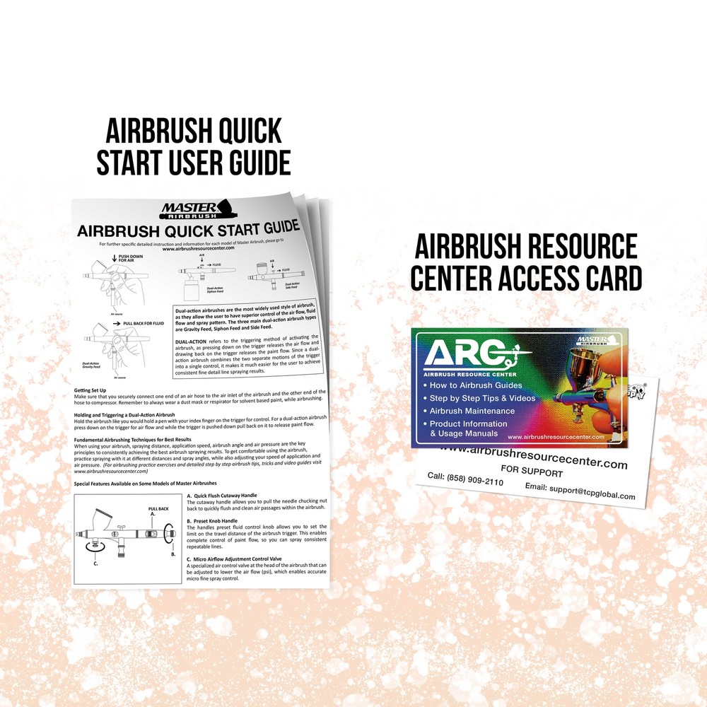 Master Airbrush Air Compressor Kit, Gravity Feed Set 3 Tip Sets 0.2, 0.3, 0.5mm