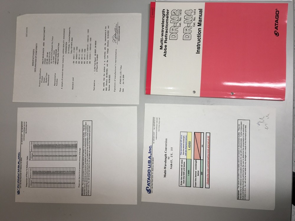 ATAGO DR-M4/1550 ABBE REFRACTOMETER WITH LIGHTSOURCE - Slightly Used!!!!!