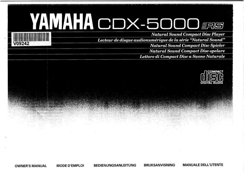 Yamaha CDX-5000 CD Player Owners Manual