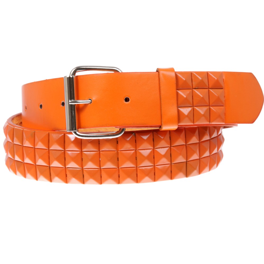 Snap On Punk Rock Star Pyramid Studded Checker Board Leather Belt