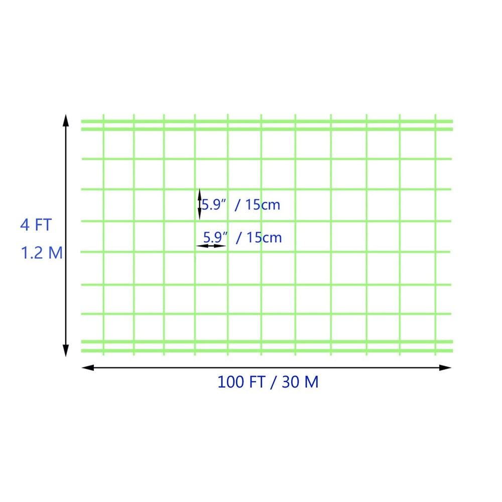 Green Trellis Netting 4x100 Ft Heavy Duty Polypropylene Garden Support Net