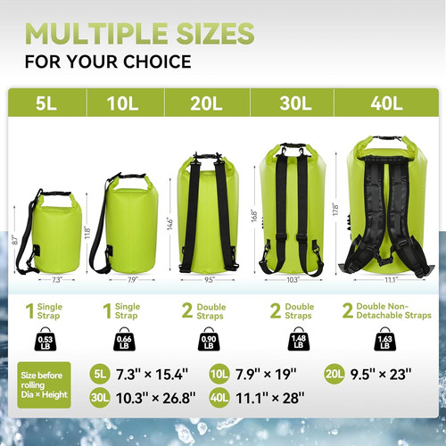 MARCHWAY Floating Waterproof Dry Bag Backpack 40L, Bright Yellow