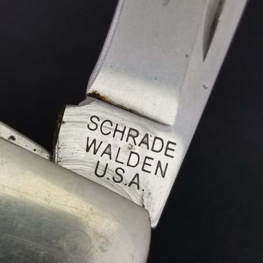 Schrade Walden USA pocket knife "Everlastingly Sharp" trapper GENUINE BONE NICE!