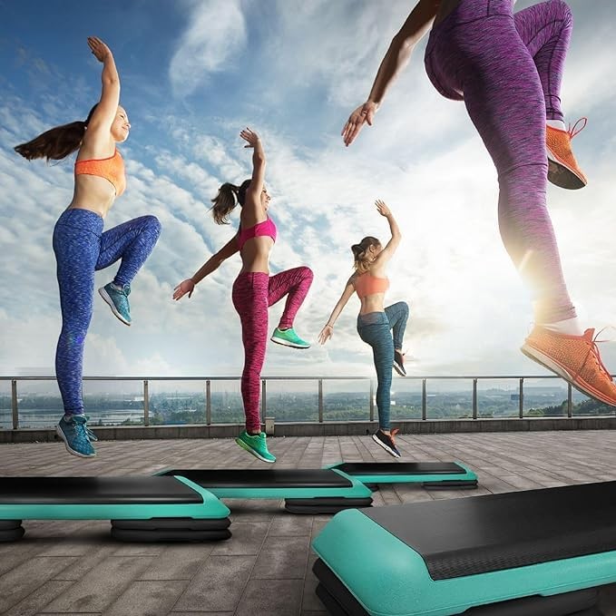 Adjustable Step Platform for Fitness with Removable Risers 300lbs Capacity
