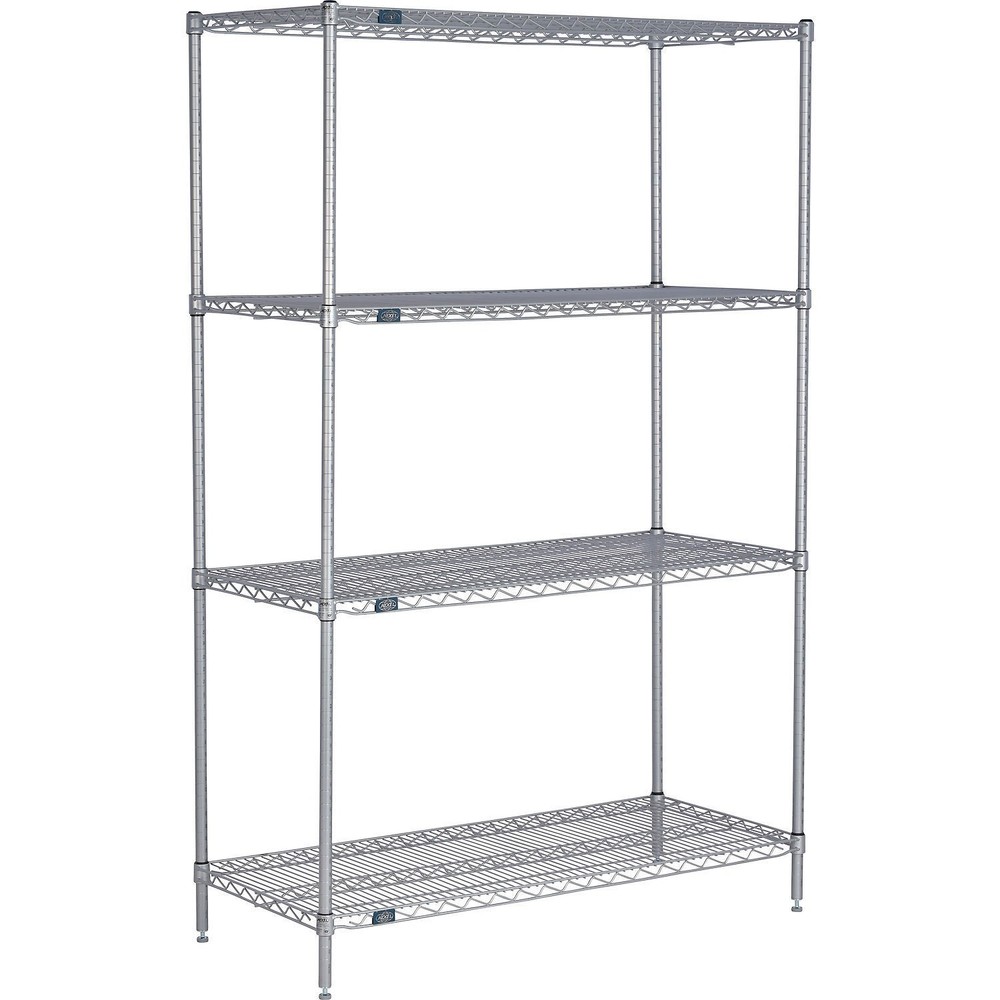 Nexelate Wire Shelving Starter Unit Silver Epoxy 54"W X 18"D X 54"H
