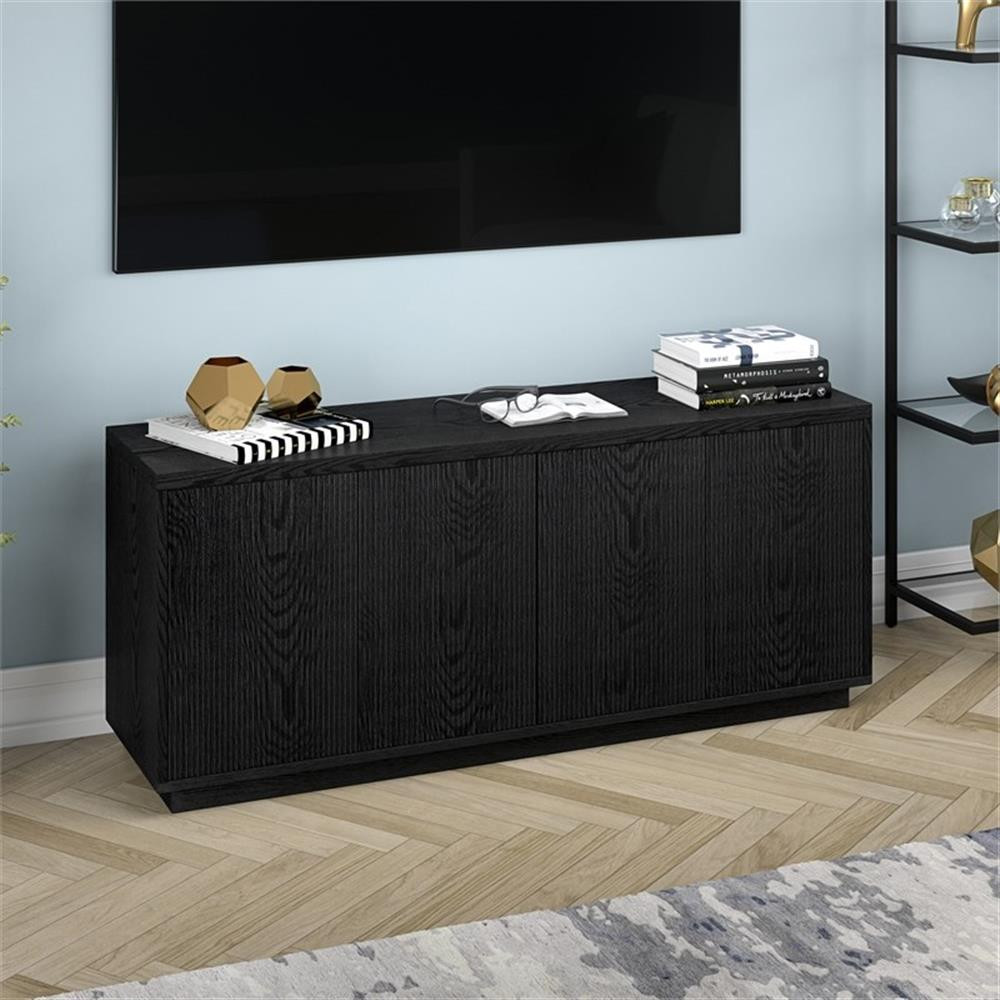 Henn&Hart 57.13" Black Grain MDF TV Stand