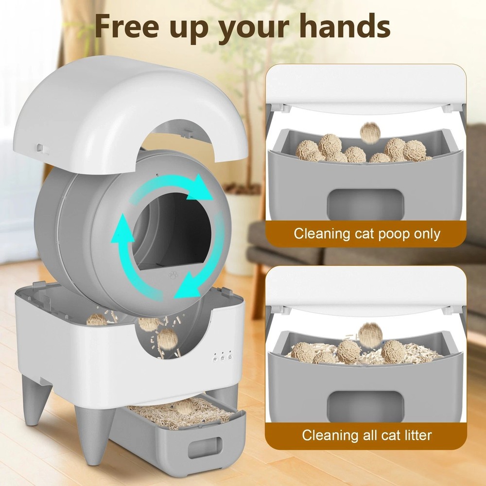 Used 95L Automatic Cat Litter Box, APP Control, Odor Control, Safety Sensor