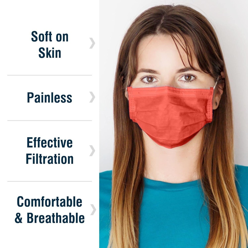 Disposable Face Mask Individually Wrapped 50 Pack, Assorted Sunset Tones WECARE
