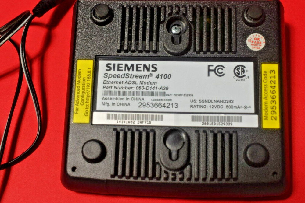 Siemens Speed Stream 4100 Black Ethernet Modem