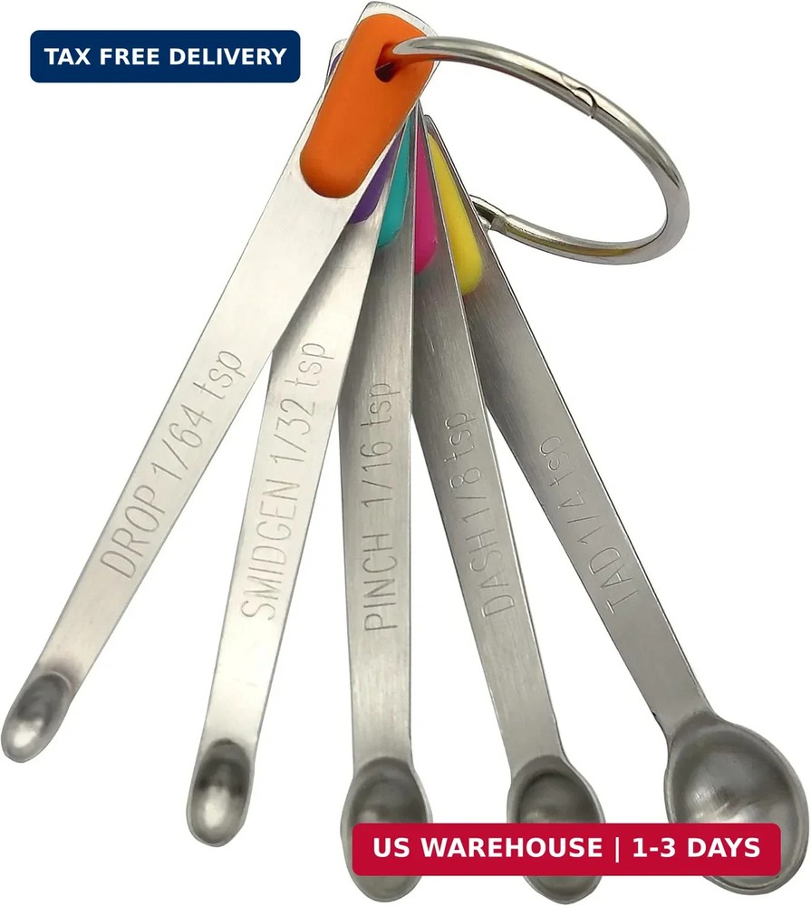 Mini Measuring Spoons Set, Tiny Stainless Steel Measure Teaspoons with Silicone