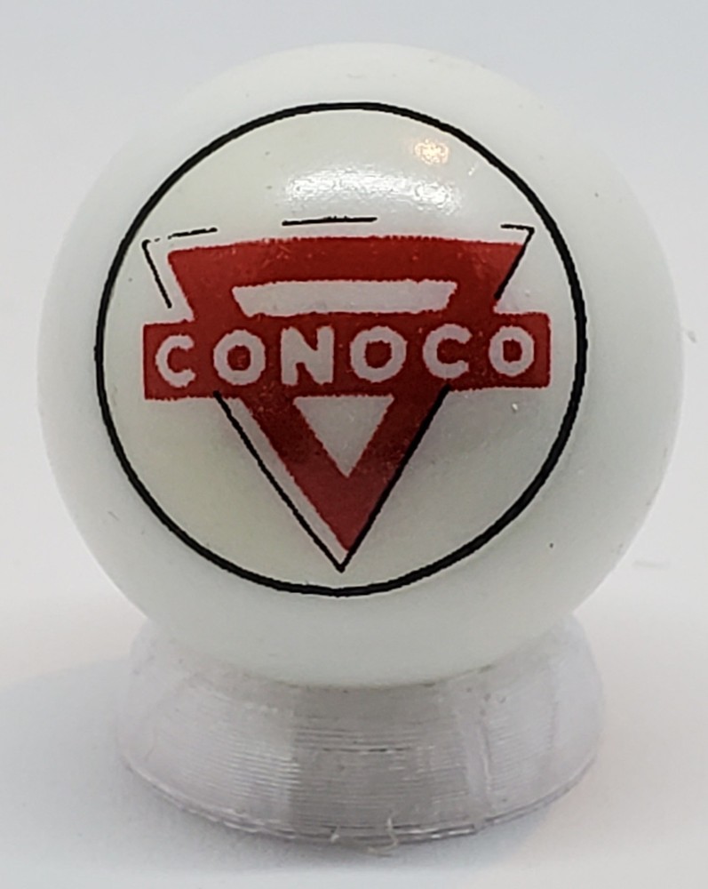Conoco Gasoline Glass 1" Logo Marble w/ Stand