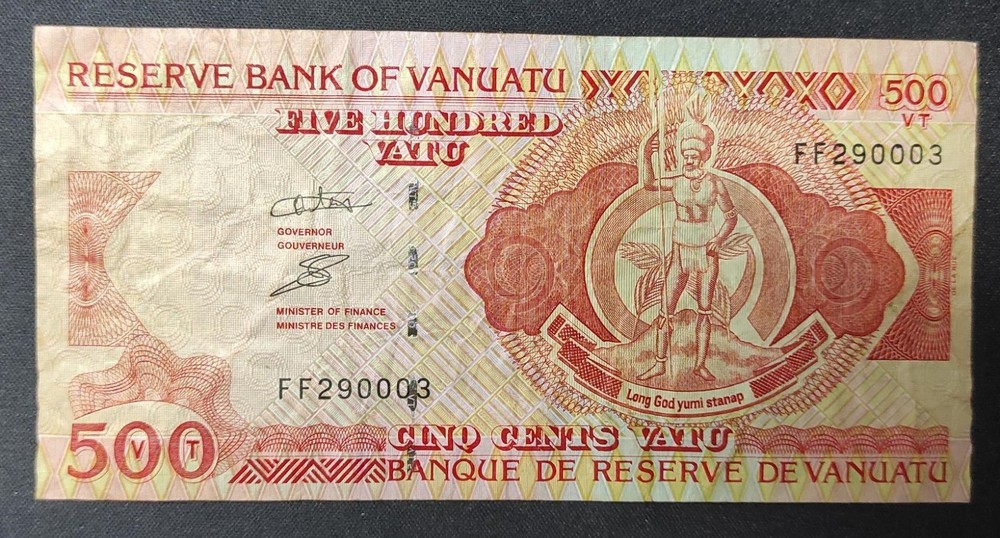 Vanuatu 500 Vatu Note FF 290003 Type 1993 Pick-5