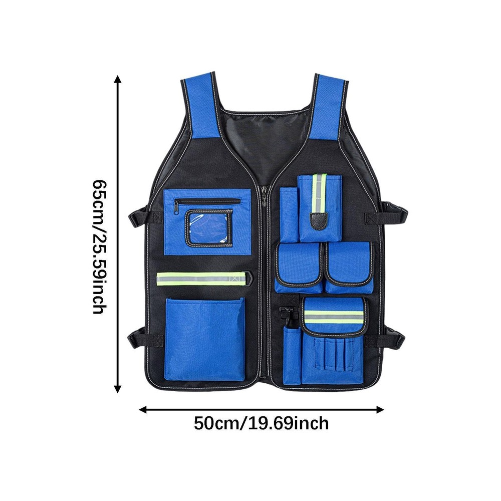 Tool Vest Tool Pouch Practical Premium Comfortable Reflective with Multi Pockets