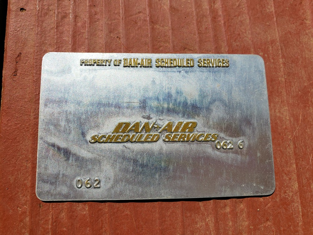 Rare Vintage Dan-Air Services Validation Plate