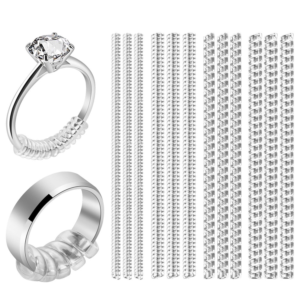 ARCUAT Ring Sizer Adjuster for Loose Rings, 12 Pack 4 Sizes Invisible Clear