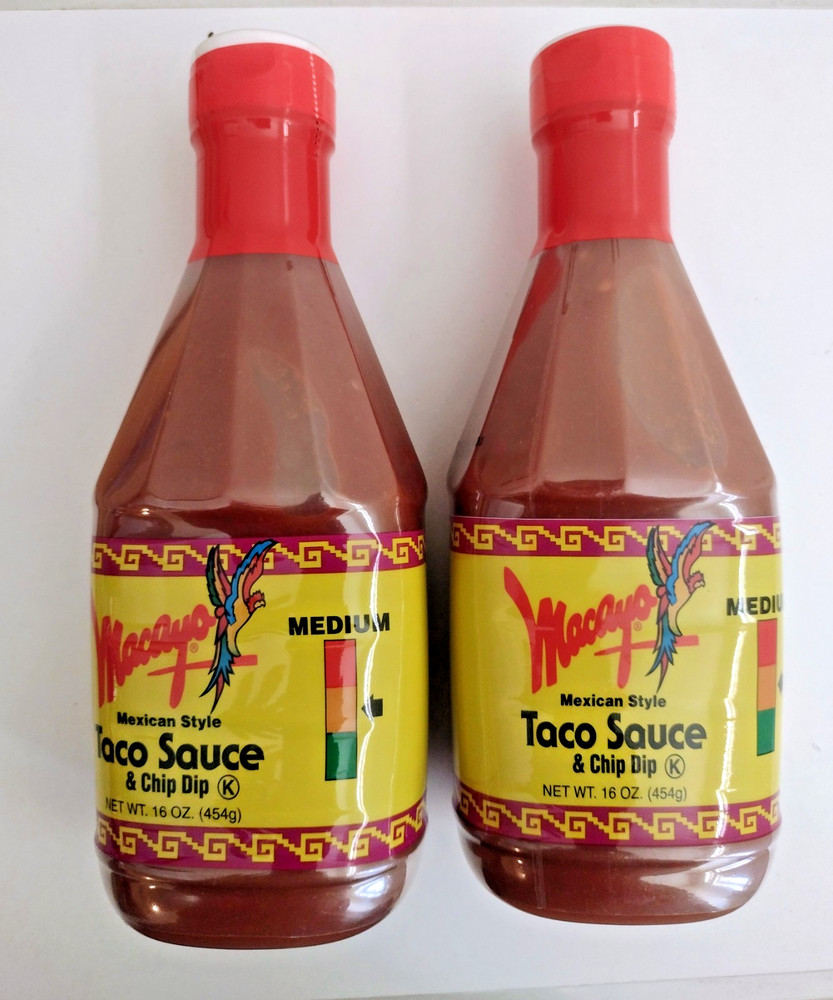 Macayos Mexican Style Taco Sauce & Chip Dip 16oz - Medium (2 Pack)