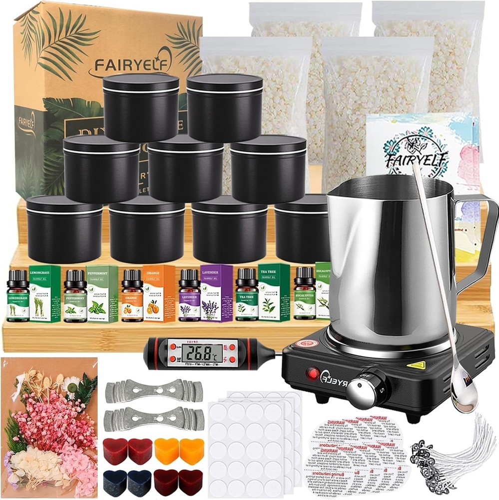 Beginner-Friendly Candle Making Kit - 100% Soy Wax & Essential Accessories