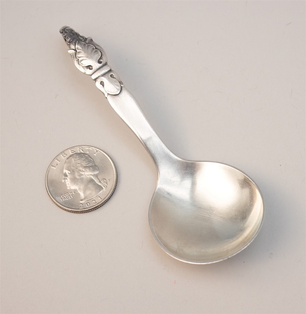 Danish Sterling Silver Sugar Spoon Coiled Curved Handle