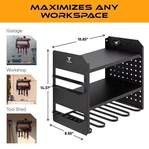 Power Tool Organizer Wall Mount, 4 Layer Heavy Duty Metal Tool Storage Black