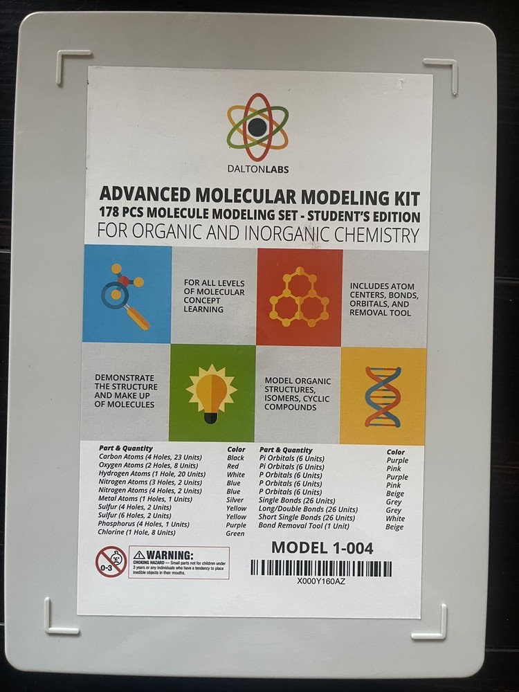 Dalton Labs 178 Pcs Advanced Molecular Modeling Kit Model 1-004 Student Ed
