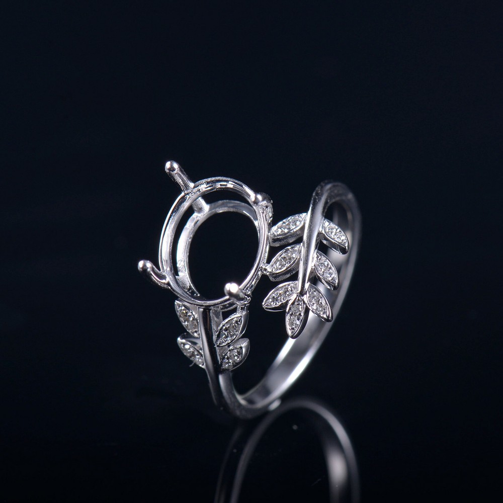 Oval Cut Solid 14K Gold Natural diamond  Semi Mount Ring Setting