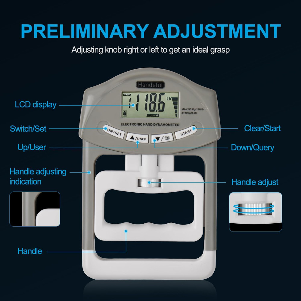 Grip Strength Tester Trainer - Dynamometer Handgrip Measurer Meter, Handheld Str