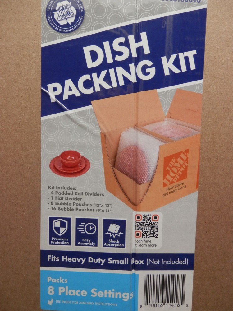 DISH PACKING KIT for Kitchen 8 Place Settings Pratt