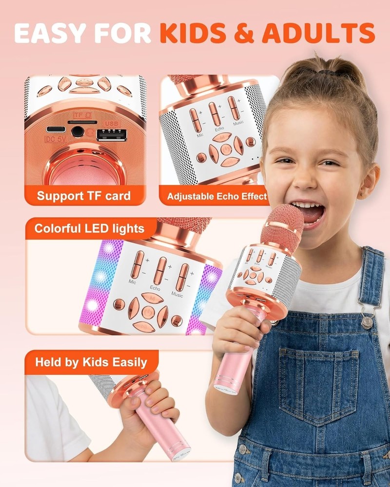 Bluetooth Karaoke Microphone with LED Lights