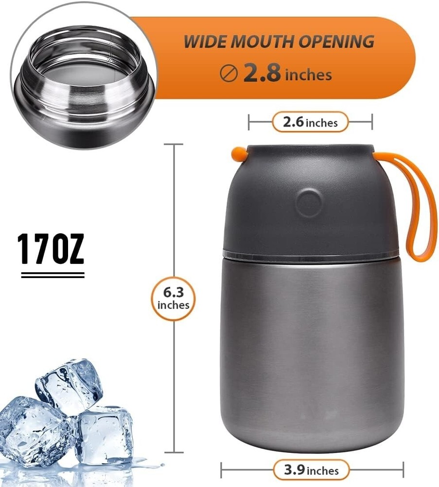 Termos Para Comida Grande 17 Oz Caliente Calentador De Portatil Acero Inoxidable