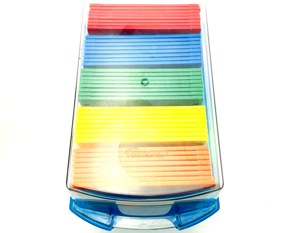 Memorex PC Formatted 3.5" HD 1.44MB Computer Diskettes Rainbow 40 Pack File Box