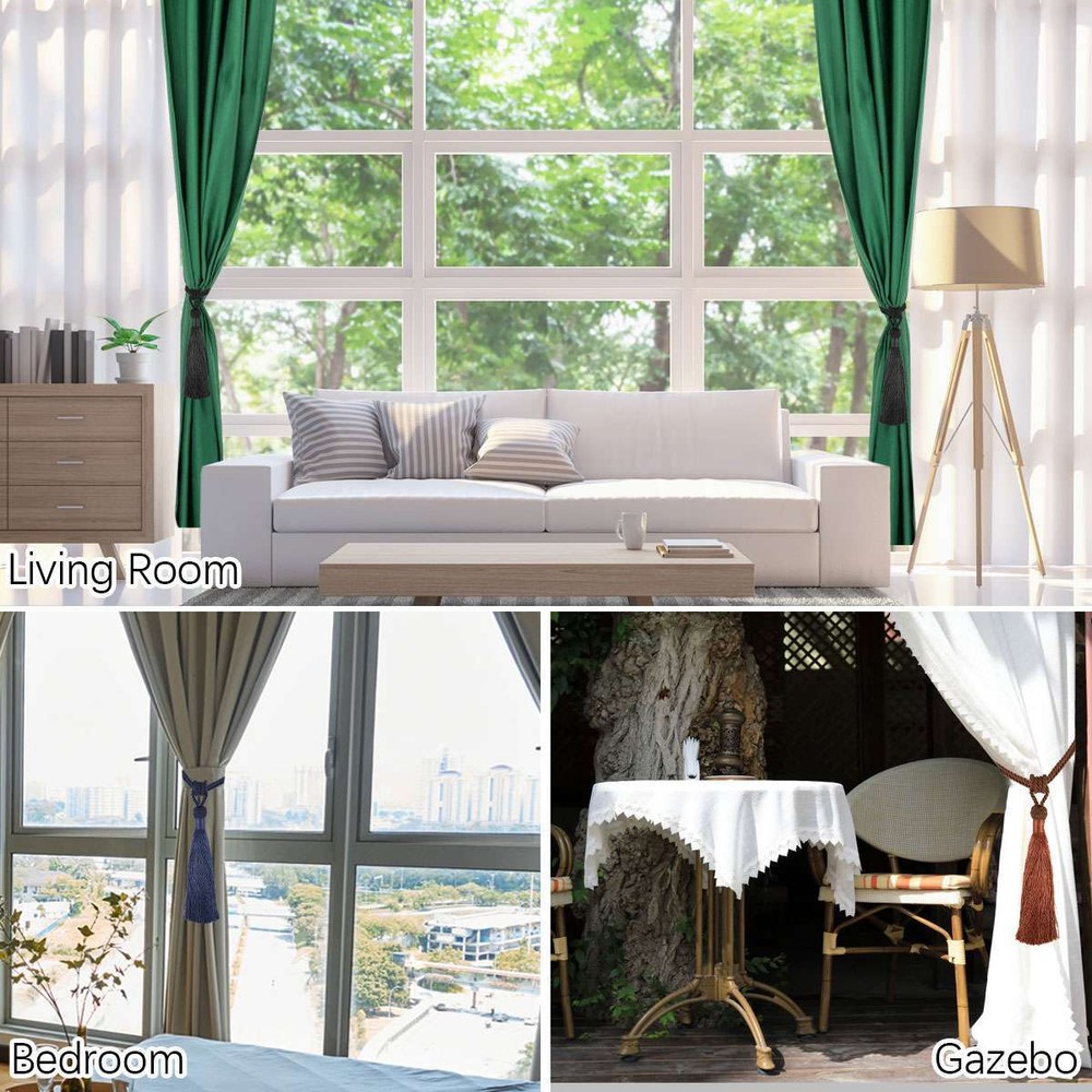 2/4Pcs Curtain Tassel Tiebacks Durable Window Tie backs Rope Holdbacks Window US