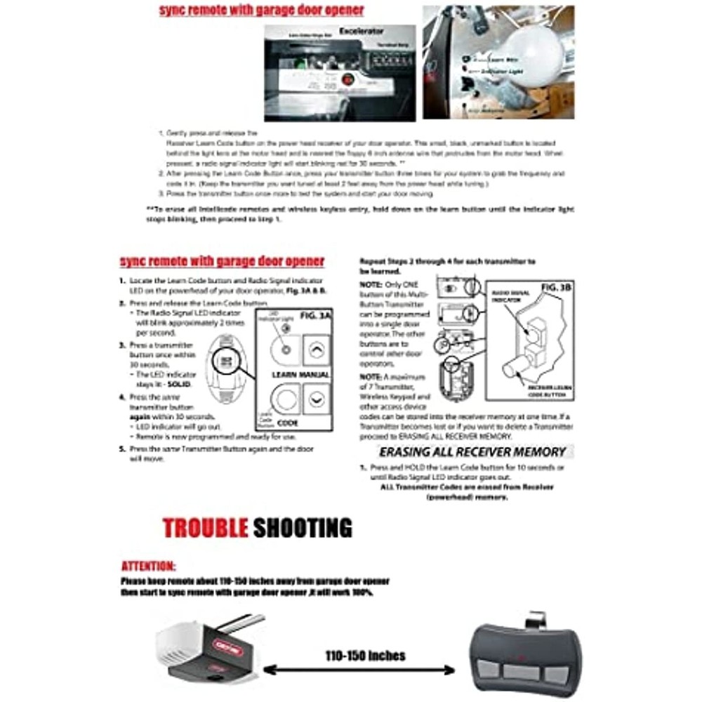 4Pack GIT-1 2 3 Intellicode For Genie Overhead Garage Door Remote Control New