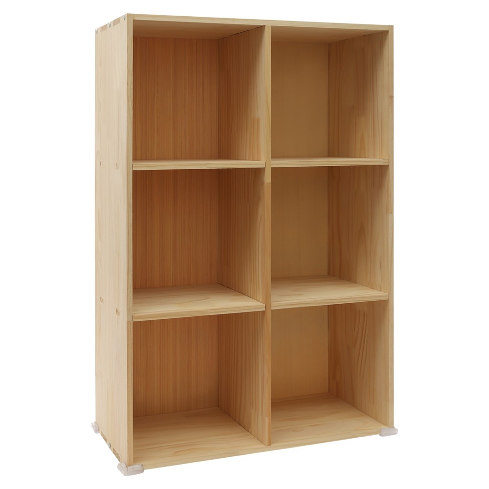 6 Cube Storage Organizer Solid Wooden Bookcase Display 2 Tier Shelving Bookshelf